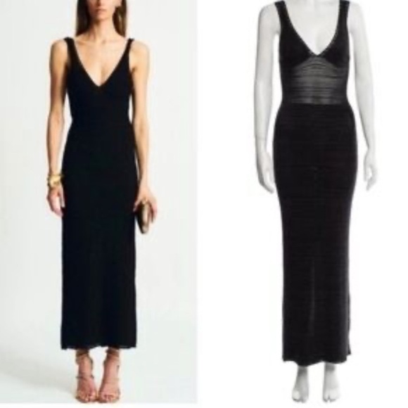 Torn by Ronny Kobo Madi Dress NWT Open-Back Curve Hugging Knit Maxi Dress Black - Picture 1 of 11